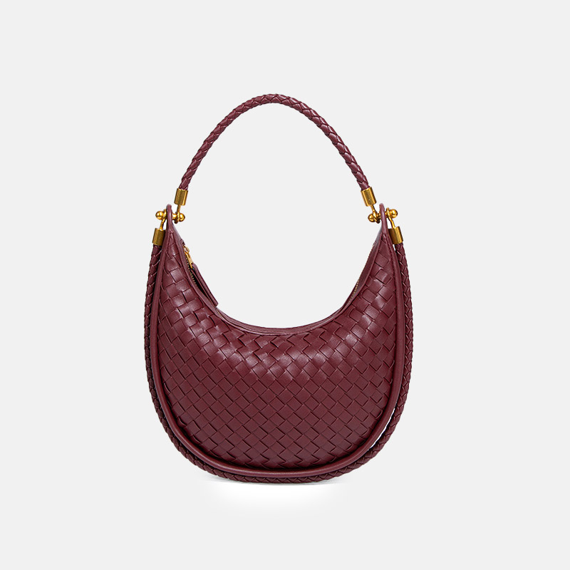 Sac à main vintage en forme de croissant tissé pour femmes