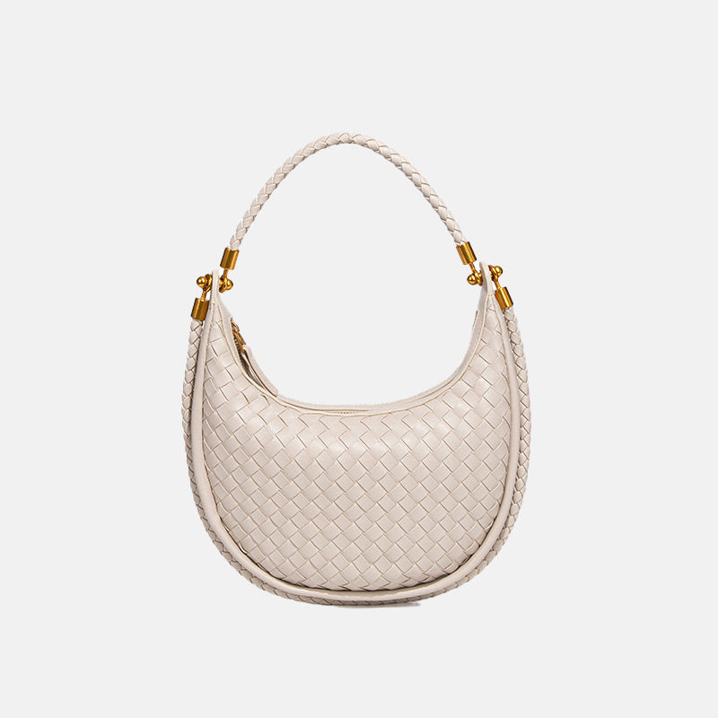 Sac à main vintage en forme de croissant tissé pour femmes
