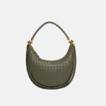 Sac à main vintage en forme de croissant tissé pour femmes