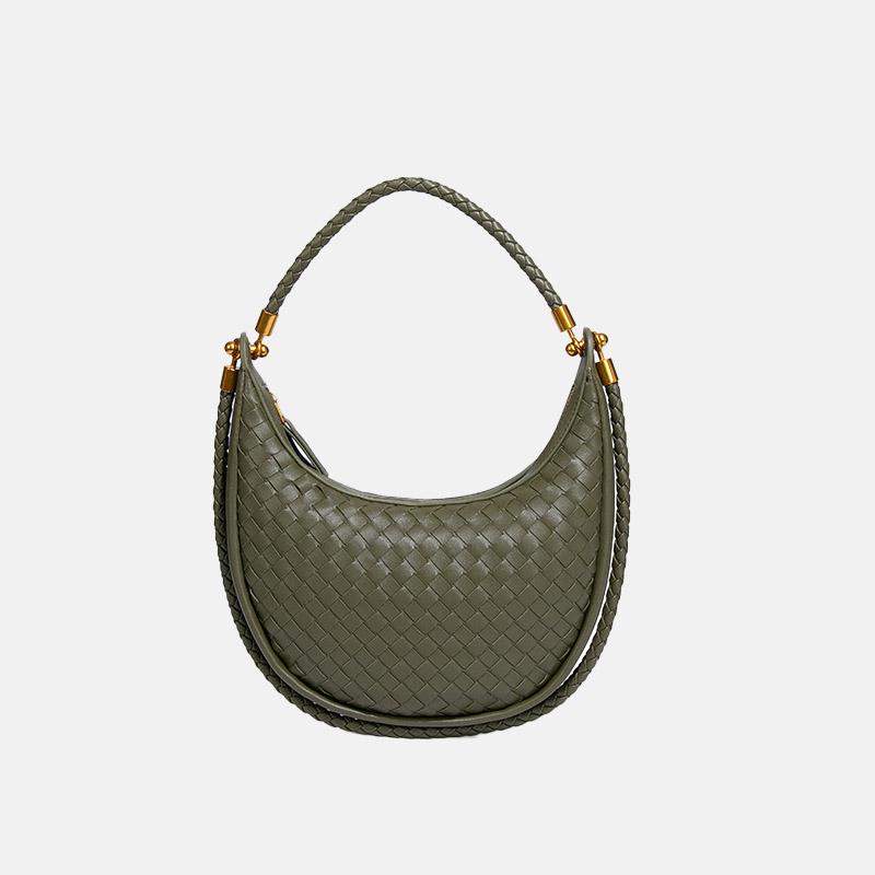 Sac à main vintage en forme de croissant tissé pour femmes