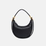 Sac à main vintage en forme de croissant tissé pour femmes