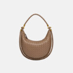 Sac à main vintage en forme de croissant tissé pour femmes