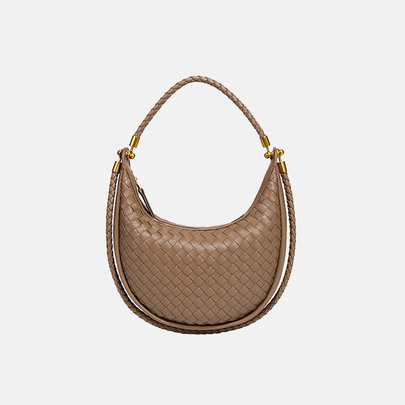 Sac à main vintage en forme de croissant tissé pour femmes