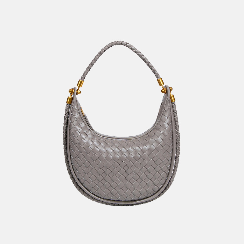 Sac à main vintage en forme de croissant tissé pour femmes