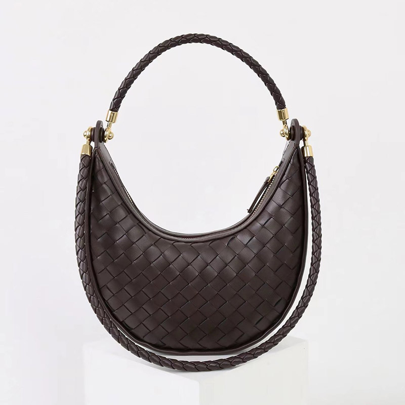 Sac hobo vintage à bandoulière en cuir fendu et tissé pour femmes