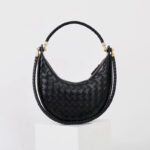 Sac hobo vintage à bandoulière en cuir fendu et tissé pour femmes