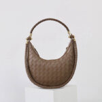 Sac hobo vintage à bandoulière en cuir fendu et tissé pour femmes