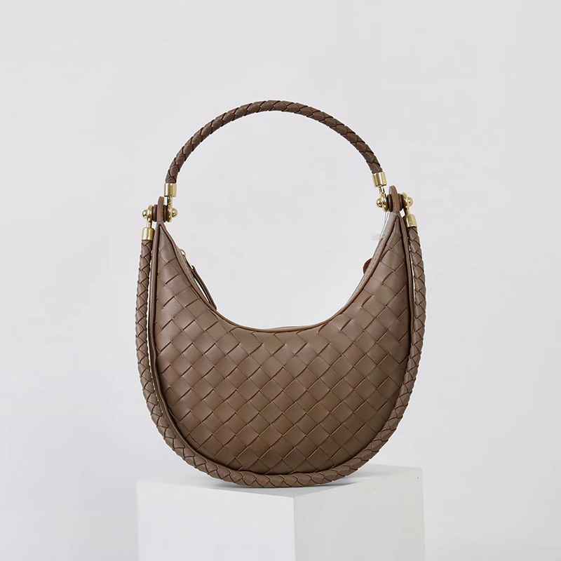 Sac hobo vintage à bandoulière en cuir fendu et tissé pour femmes