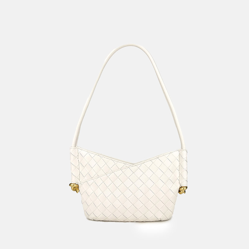 Women's Woven Genuine Leather V-Shaped Shoulder Bag