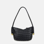 Women's Woven Genuine Leather V-Shaped Shoulder Bag