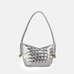 Women's Woven Genuine Leather V-Shaped Shoulder Bag