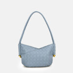 Women's Woven Genuine Leather V-Shaped Shoulder Bag