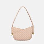 Women's Woven Genuine Leather V-Shaped Shoulder Bag