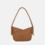 Women's Woven Genuine Leather V-Shaped Shoulder Bag