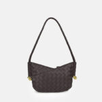 Women's Woven Genuine Leather V-Shaped Shoulder Bag