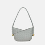 Women's Woven Genuine Leather V-Shaped Shoulder Bag