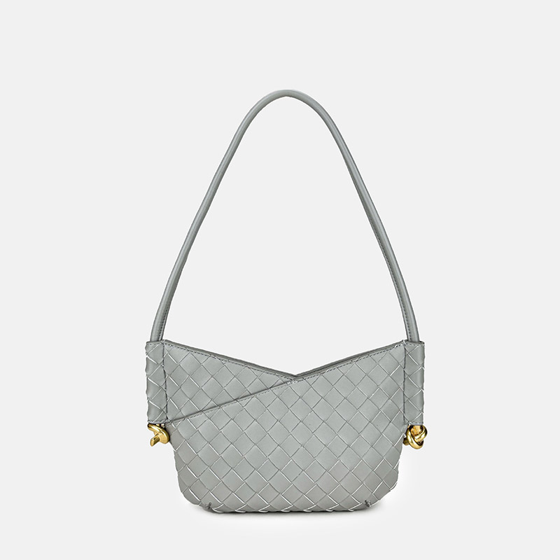 Women's Woven Genuine Leather V-Shaped Shoulder Bag