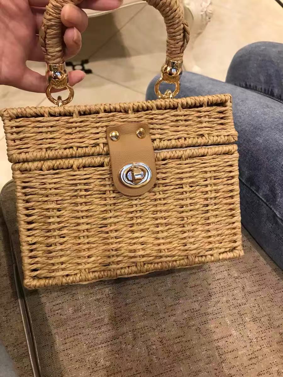 Sacs à main en paille tissée pour femmes, avec poignée en haut photo review