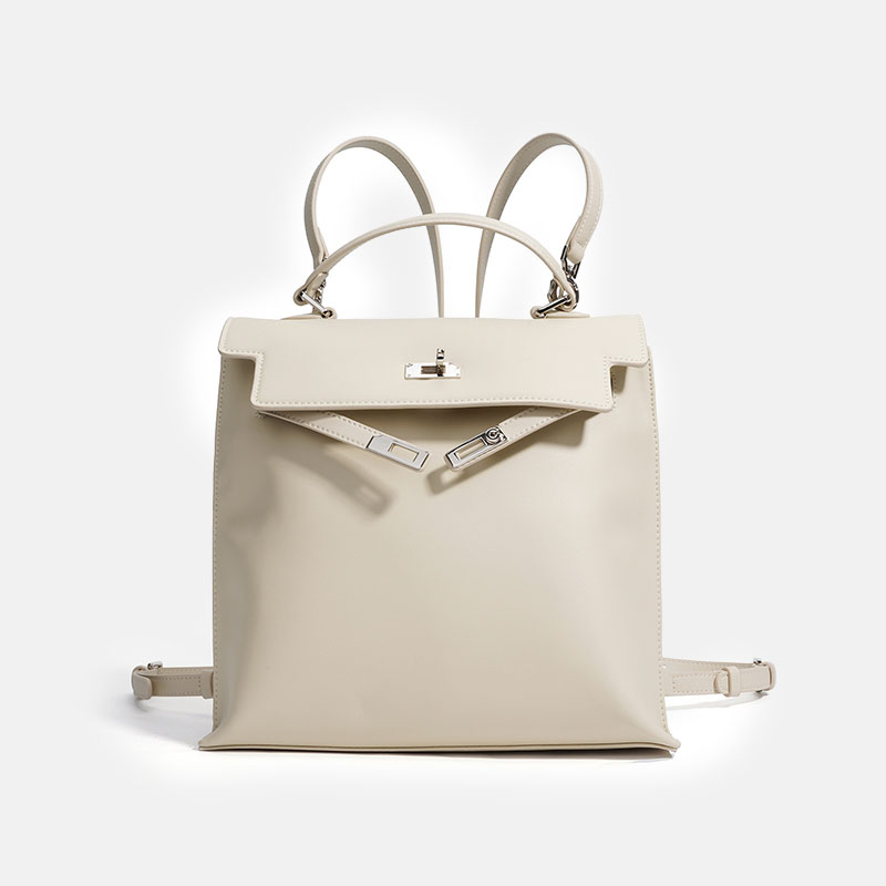 Wandelbare Damen-Rucksacktasche mit strukturiertem Ledergriff (27 × 27 × 10 cm)