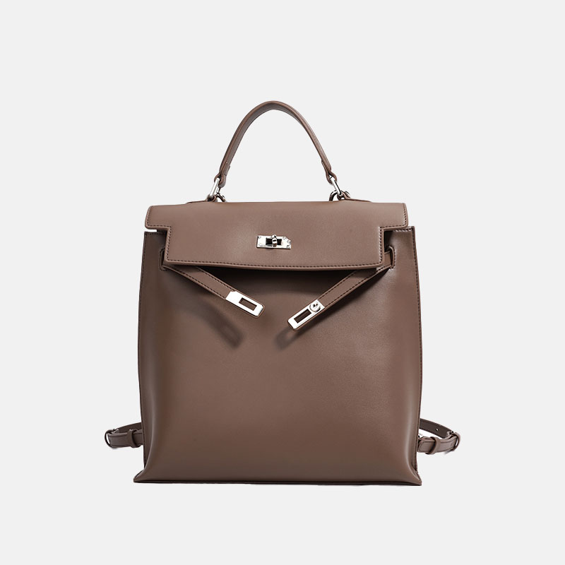 Wandelbare Damen-Rucksacktasche mit strukturiertem Ledergriff (27 × 27 × 10 cm)