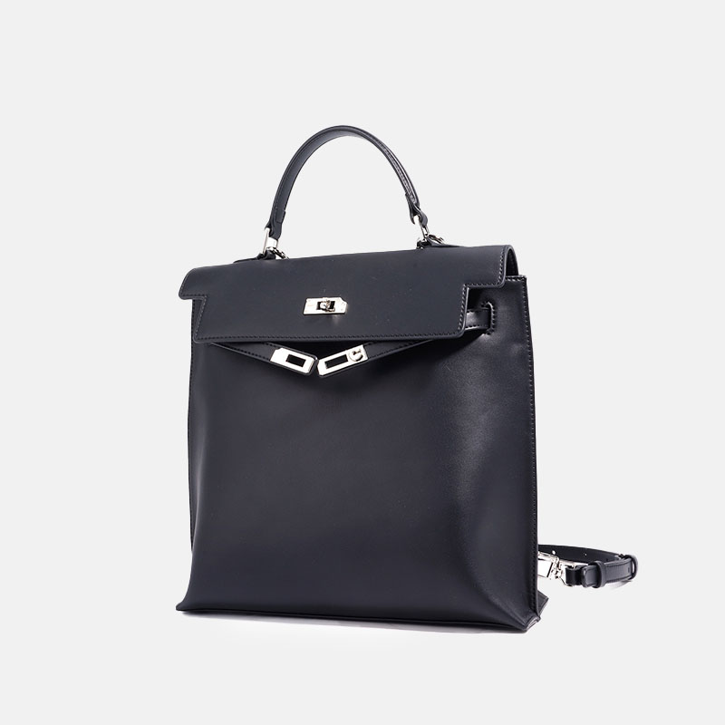 Wandelbare Damen-Rucksacktasche mit strukturiertem Ledergriff (27 × 27 × 10 cm)