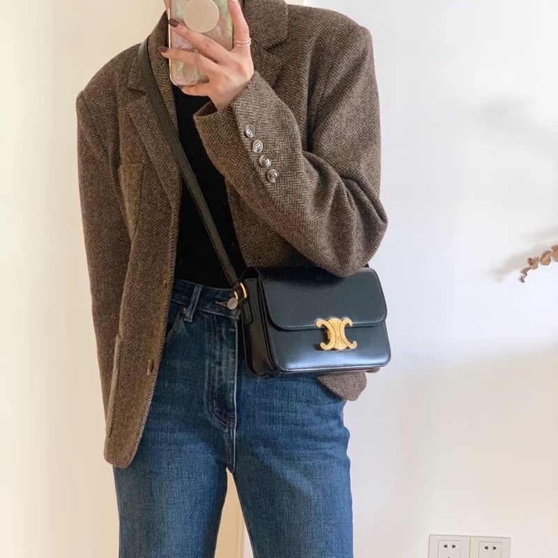 Sacs croisés en cuir de vache pour femmes avec quincaillerie dorée