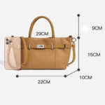 Women's Minimalist Lychee Top-Grain Leather Tote Crossbody Handbag In Silver Hardware
