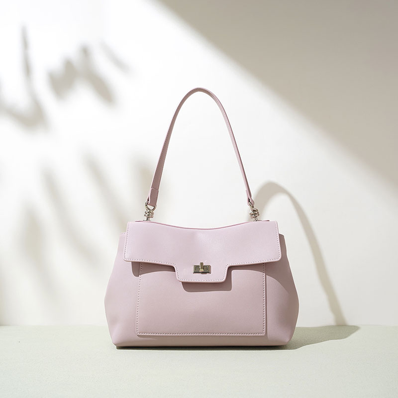 Women's Minimalist Split Leather Shoulder Bag In Silver Hardware