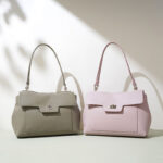 Women's Minimalist Split Leather Shoulder Bag In Silver Hardware