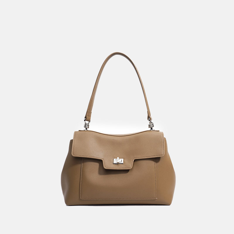Women's Minimalist Split Leather Shoulder Bag In Silver Hardware