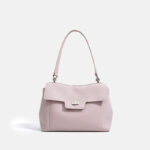 Women's Minimalist Split Leather Shoulder Bag In Silver Hardware