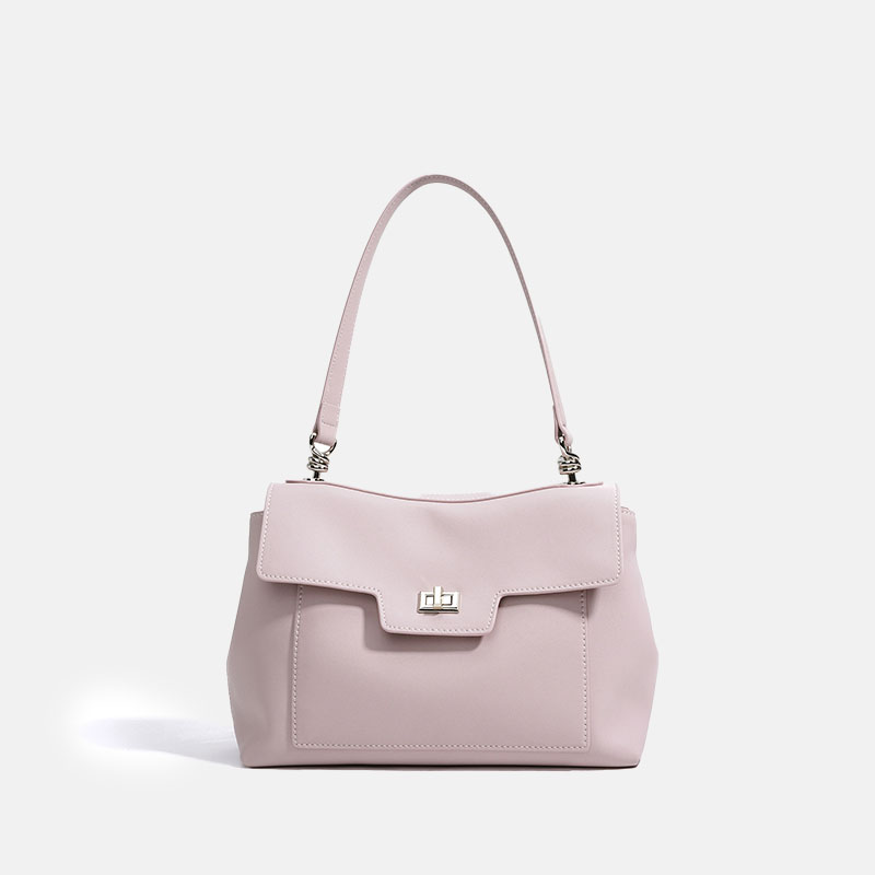 Sac à bandoulière en cuir fendu minimaliste pour femmes, avec des accessoires en argent