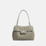 Women's Minimalist Split Leather Shoulder Bag In Silver Hardware