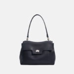 Women's Minimalist Split Leather Shoulder Bag In Silver Hardware