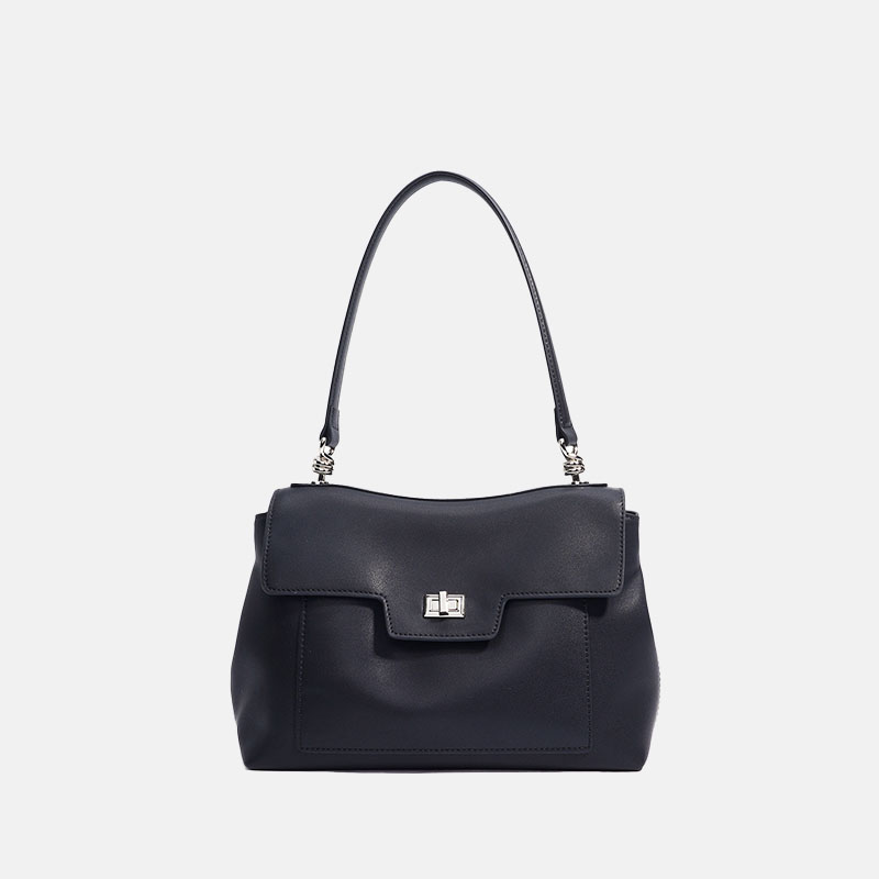 Women's Minimalist Split Leather Shoulder Bag In Silver Hardware