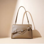 Women's Minimalist Split Leather Shoulder Bag In Silver Hardware