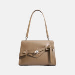 Women's Minimalist Split Leather Shoulder Bag In Silver Hardware