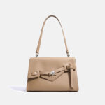 Women's Minimalist Split Leather Shoulder Bag In Silver Hardware
