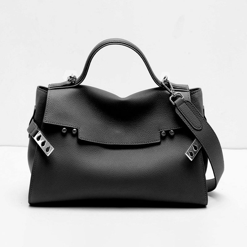 Sac à bandoulière minimaliste en cuir de grain supérieur pour femmes