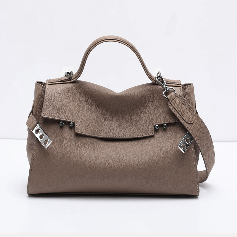 Sac à bandoulière minimaliste en cuir de grain supérieur pour femmes