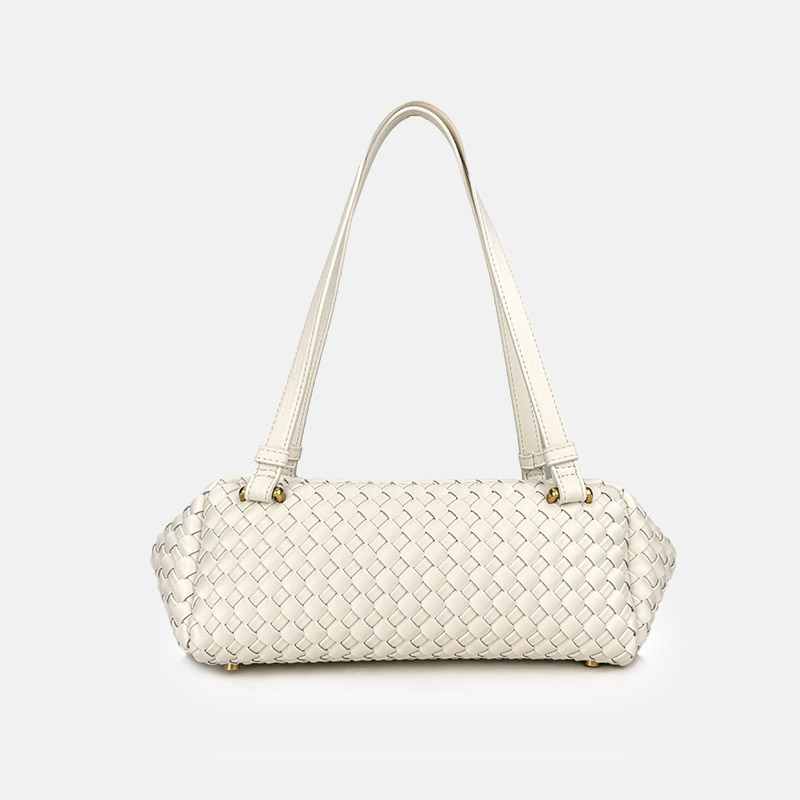 Women's Minimalist Woven Leather Shoulder Baguette Bag