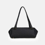 Women's Minimalist Woven Leather Shoulder Baguette Bag