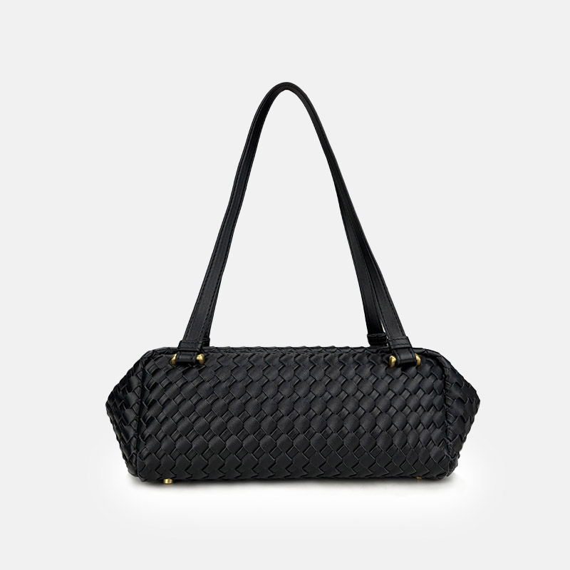 Women's Minimalist Woven Leather Shoulder Baguette Bag