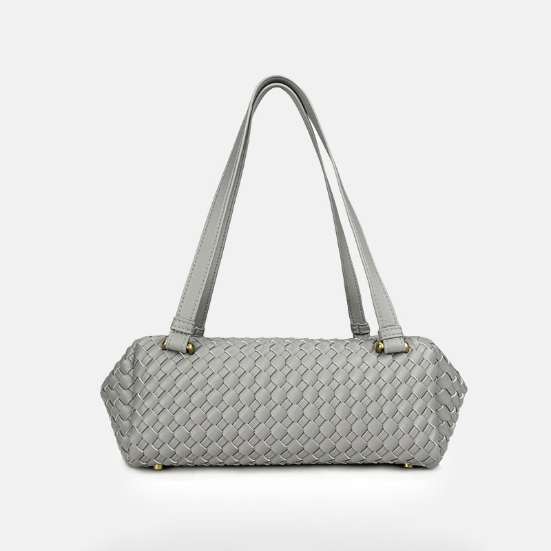 Women's Minimalist Woven Leather Shoulder Baguette Bag