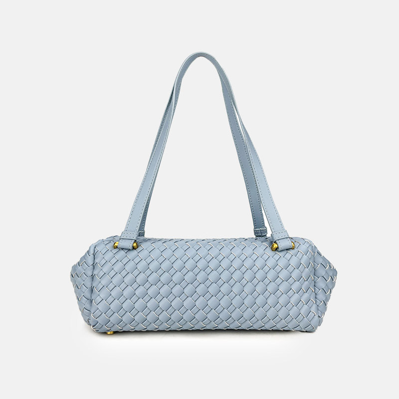 Women's Minimalist Woven Leather Shoulder Baguette Bag