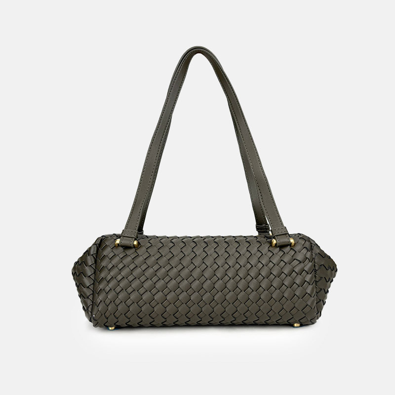 Women's Minimalist Woven Leather Shoulder Baguette Bag