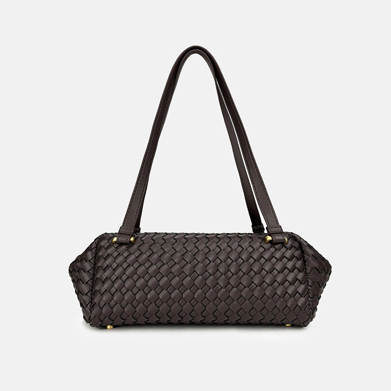 Women's Minimalist Woven Leather Shoulder Baguette Bag