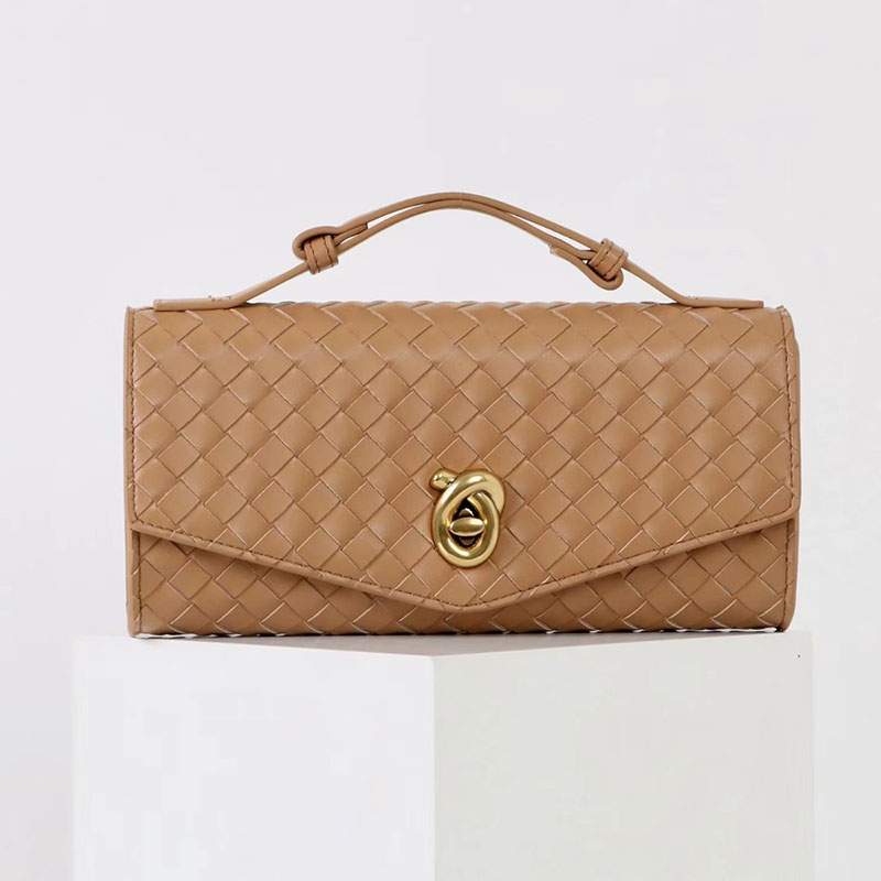 Pochette minimaliste en cuir fendu et tressé pour femmes
