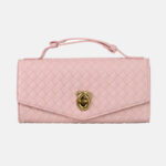 Minimalistische gewebte Damen Clutch Tasche mit geteiltem Ledergriff