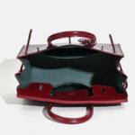 Women's Stiff Smooth Split Leather Top Handle Bags Gold & Silver Hardware 30cm